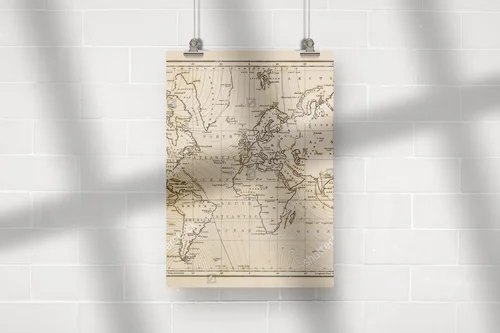 Autentyczna mapa świata z epoki 19 wieku