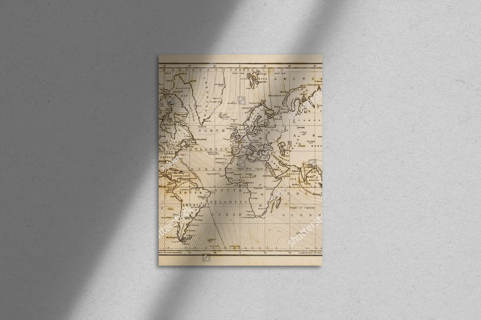 Autentyczna mapa świata z epoki 19 wieku