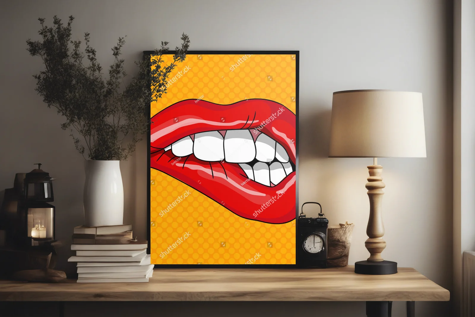 Soczyste usta w stylu retro pop art