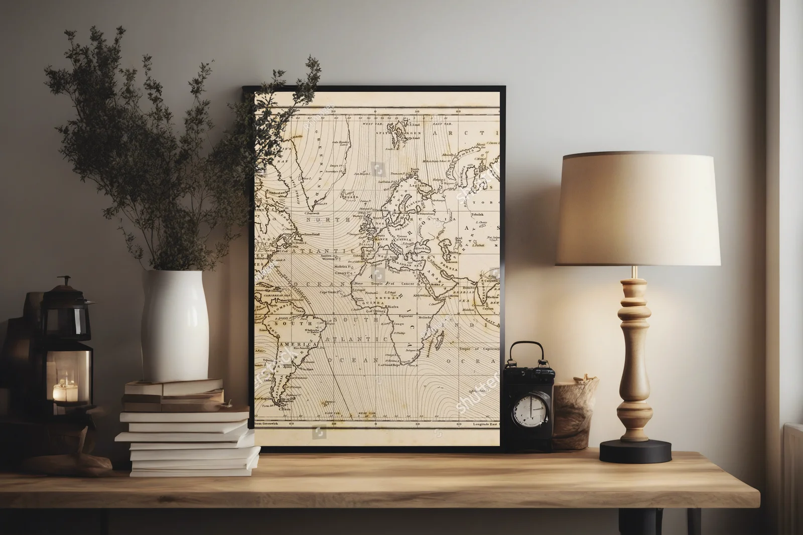 Autentyczna mapa świata z epoki 19 wieku