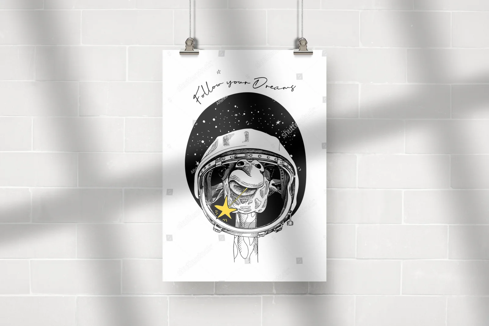 Giraffe in a Cosmic Dream: Retro Astronaut Adventure