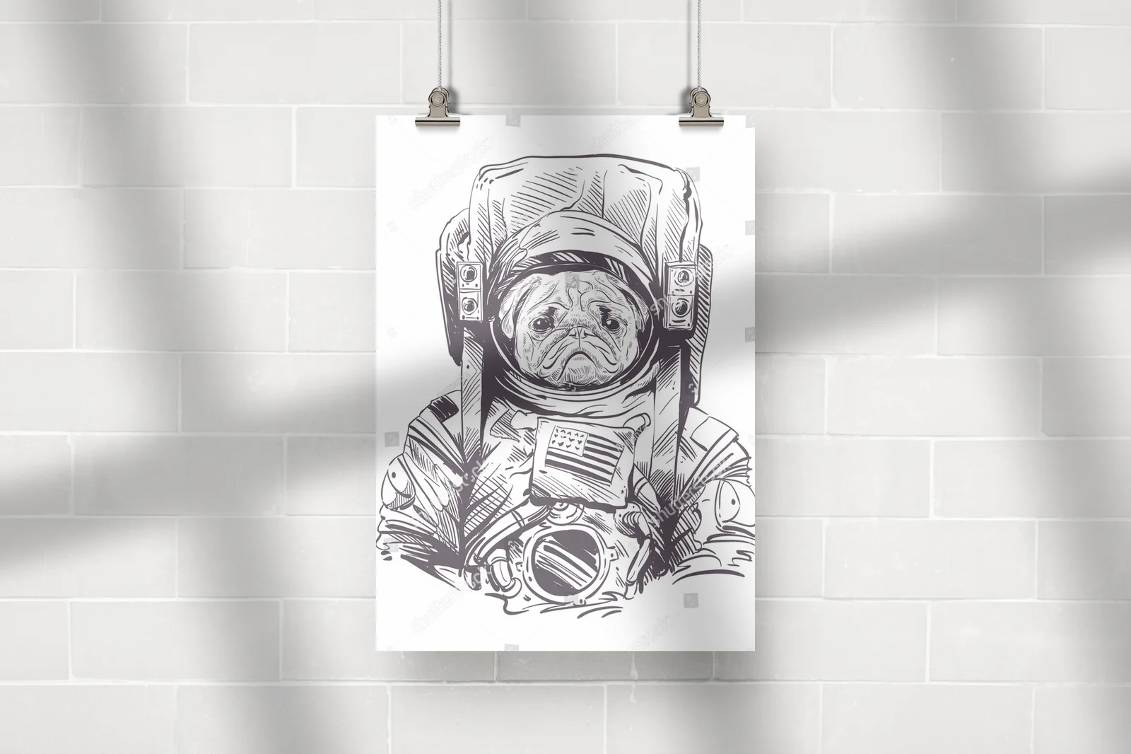 Pug astronaut w kosmicznej przygodzie