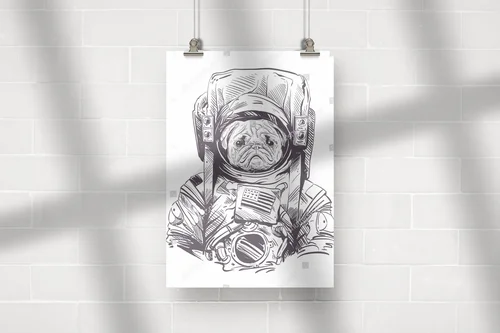 Pug astronaut w kosmicznej przygodzie