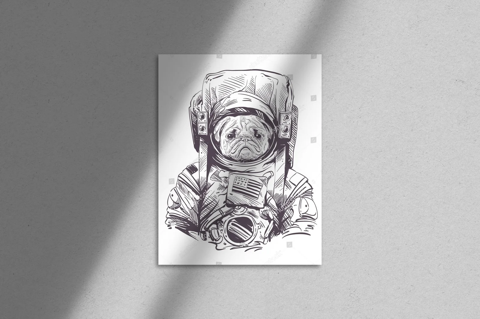 Pug astronaut w kosmicznej przygodzie