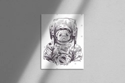 Pug astronaut w kosmicznej przygodzie