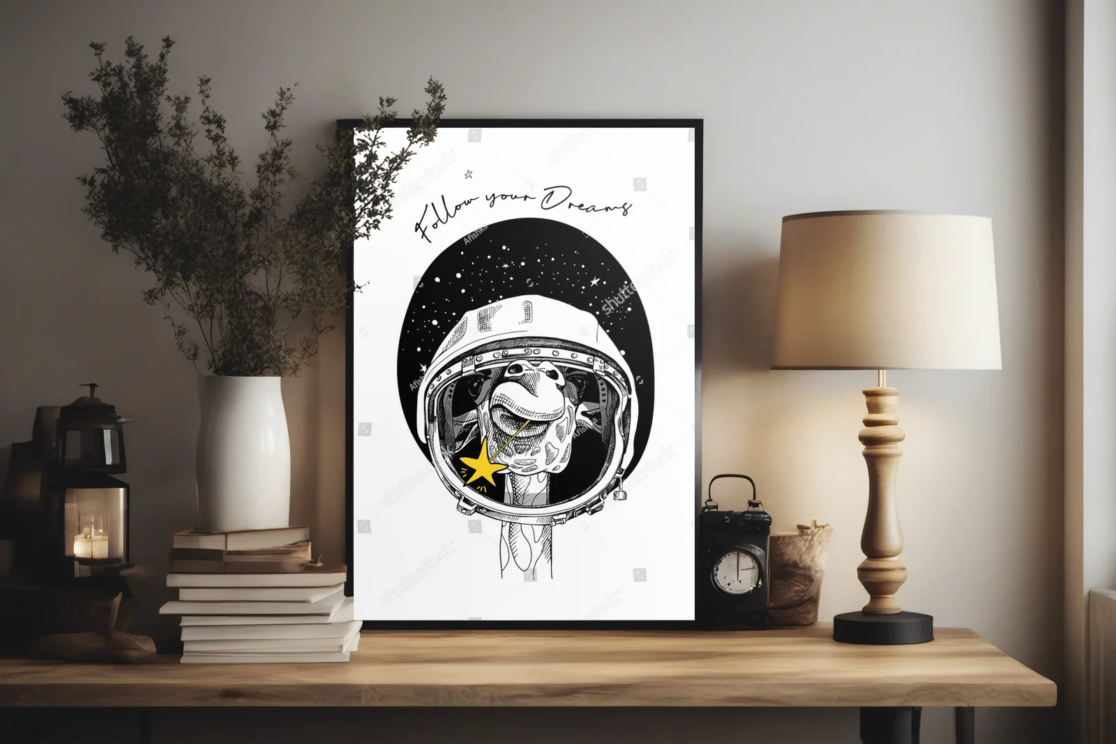 Giraffe in a Cosmic Dream: Retro Astronaut Adventure