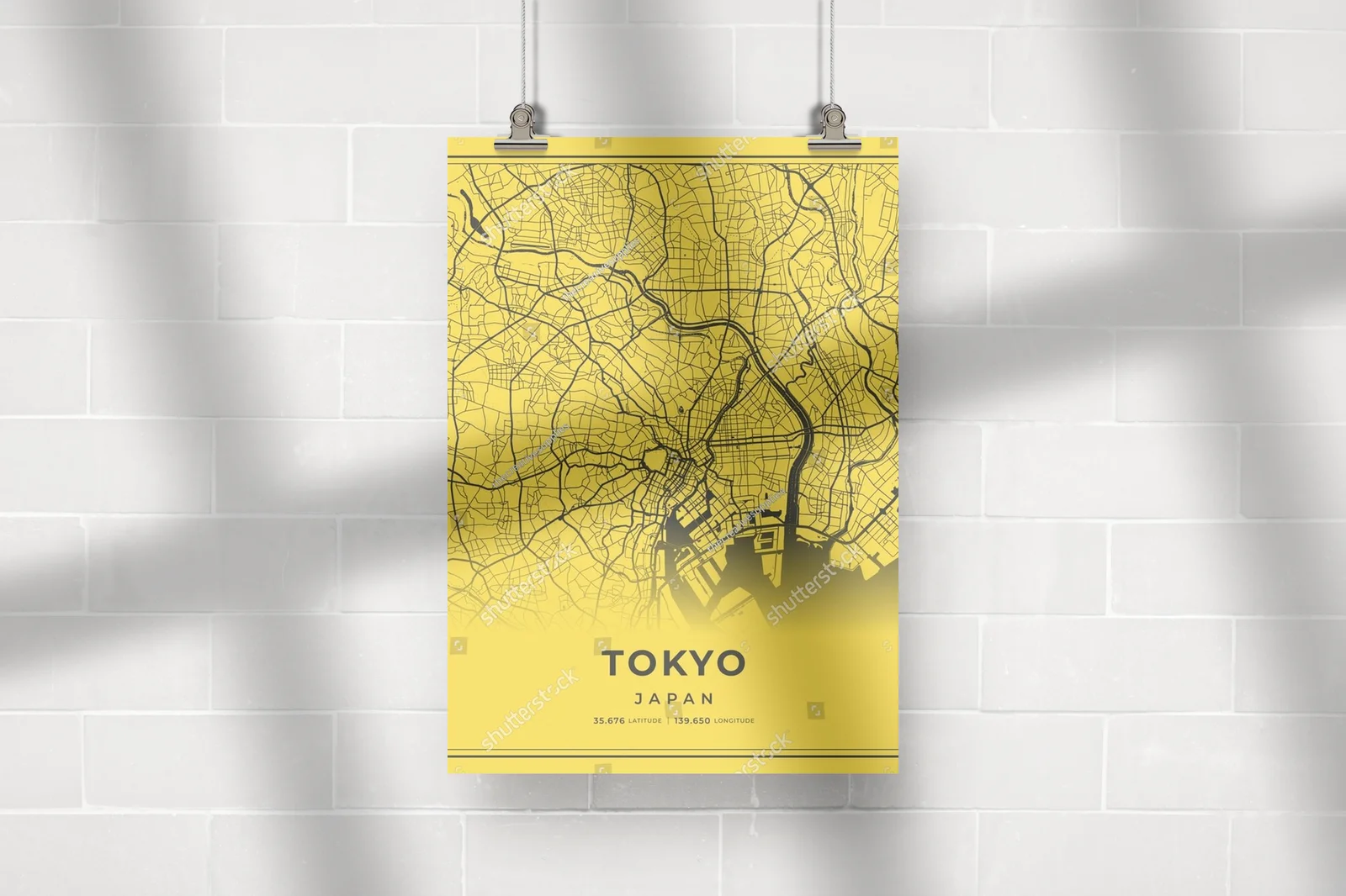 Nowoczesna mapa Tokio w słonecznych barwach