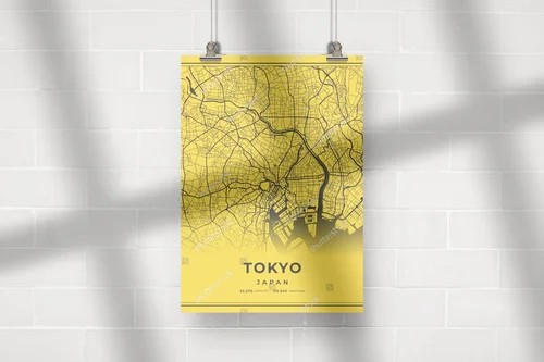 Nowoczesna mapa Tokio w słonecznych barwach