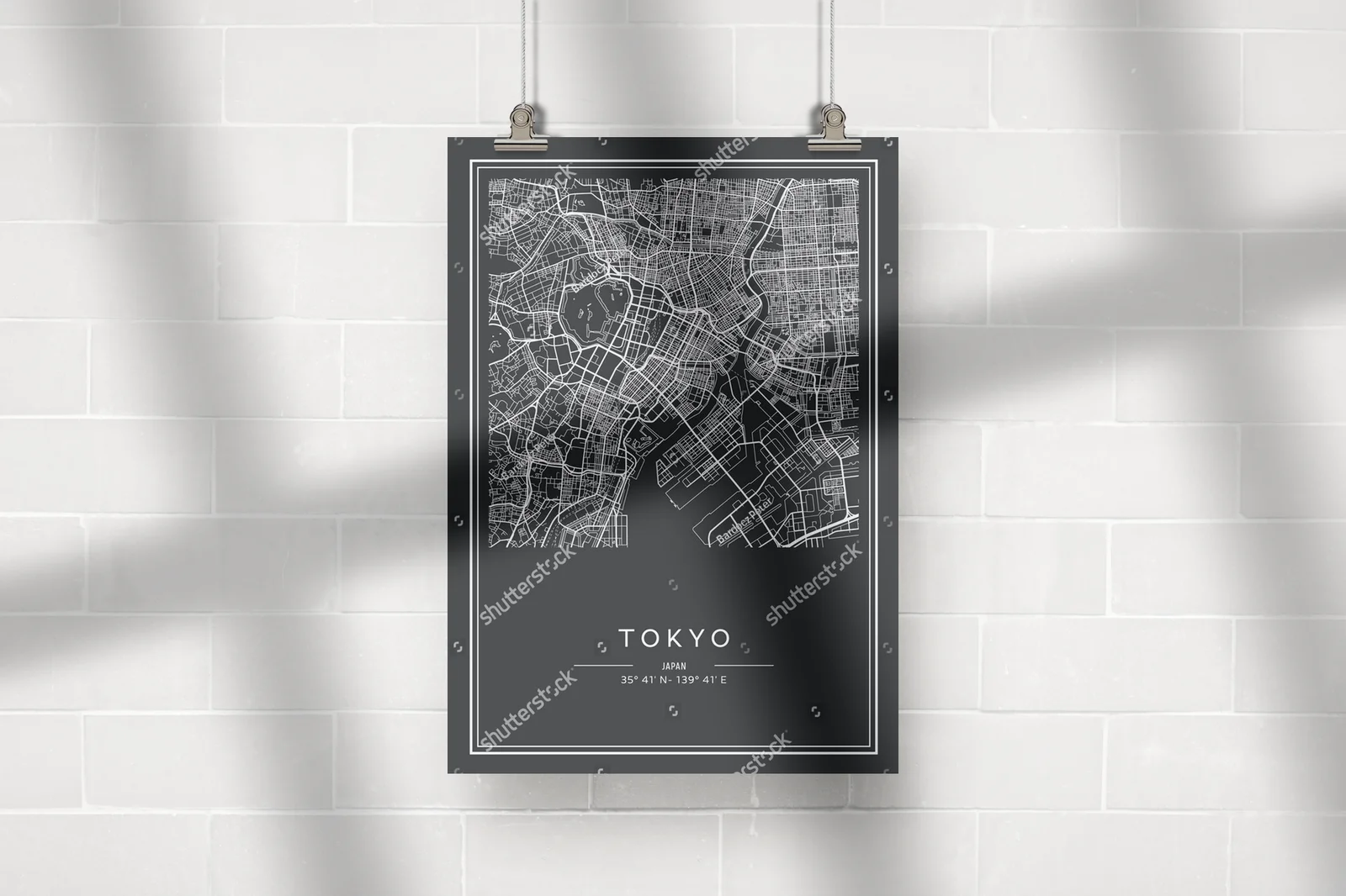 Stylowa mapa Tokyo w eleganckiej palecie barw