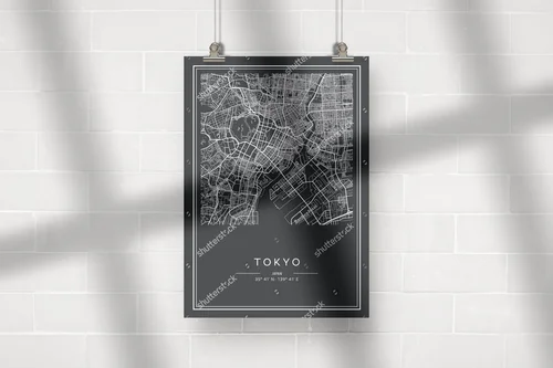 Stylowa mapa Tokyo w eleganckiej palecie barw