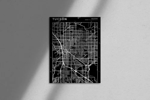 Elegancka mapa Tucson w monochromatycznych odcieniach