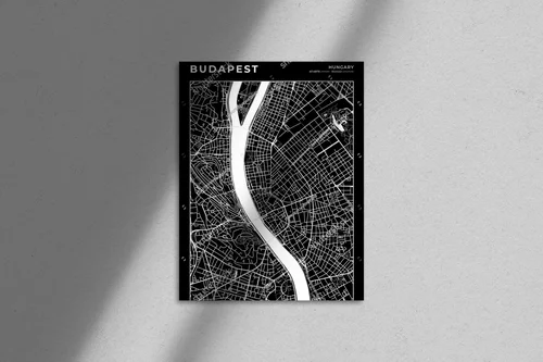 Zjawiskowa Mapa Budapesztu w Monochromatycznych Barwach