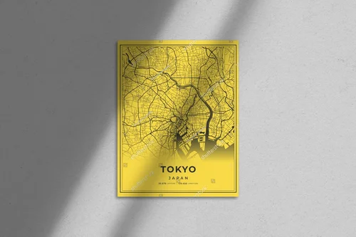 Nowoczesna mapa Tokio w słonecznych barwach
