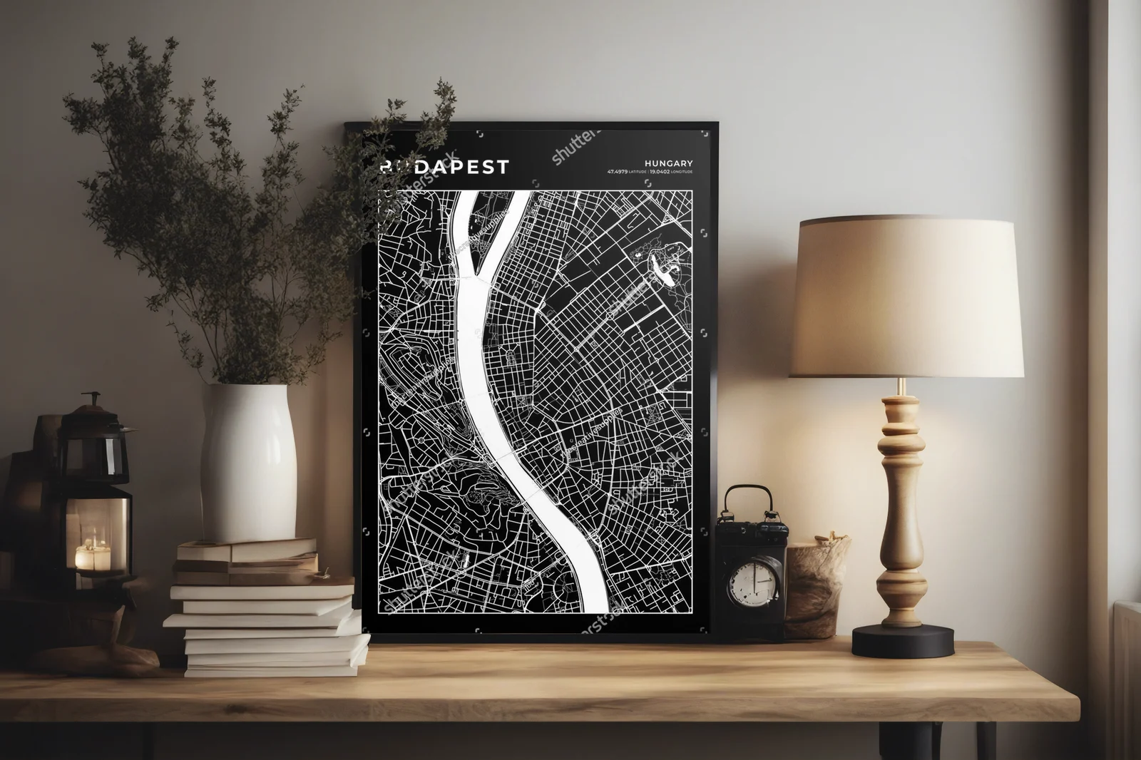 Zjawiskowa Mapa Budapesztu w Monochromatycznych Barwach