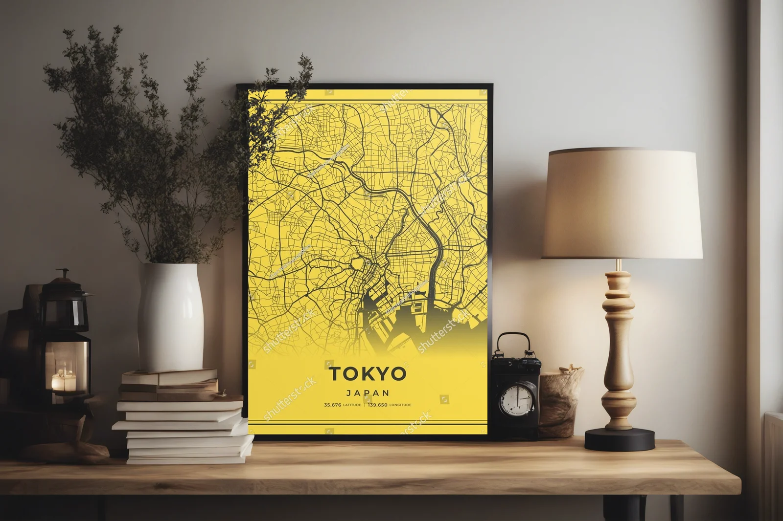 Nowoczesna mapa Tokio w słonecznych barwach
