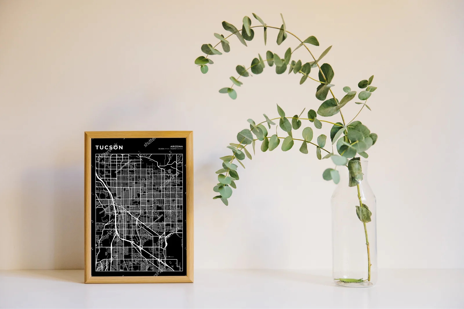 Elegancka mapa Tucson w monochromatycznych odcieniach