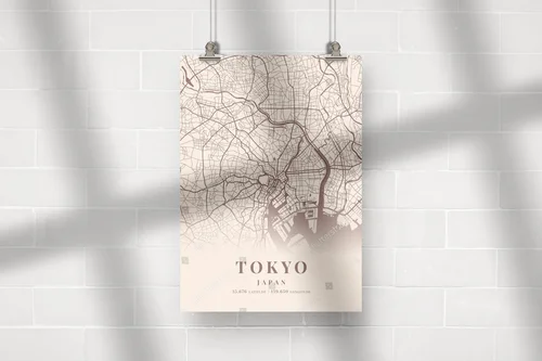 Mapy Tokio w delikatnych, ambiwalentnych odcieniach