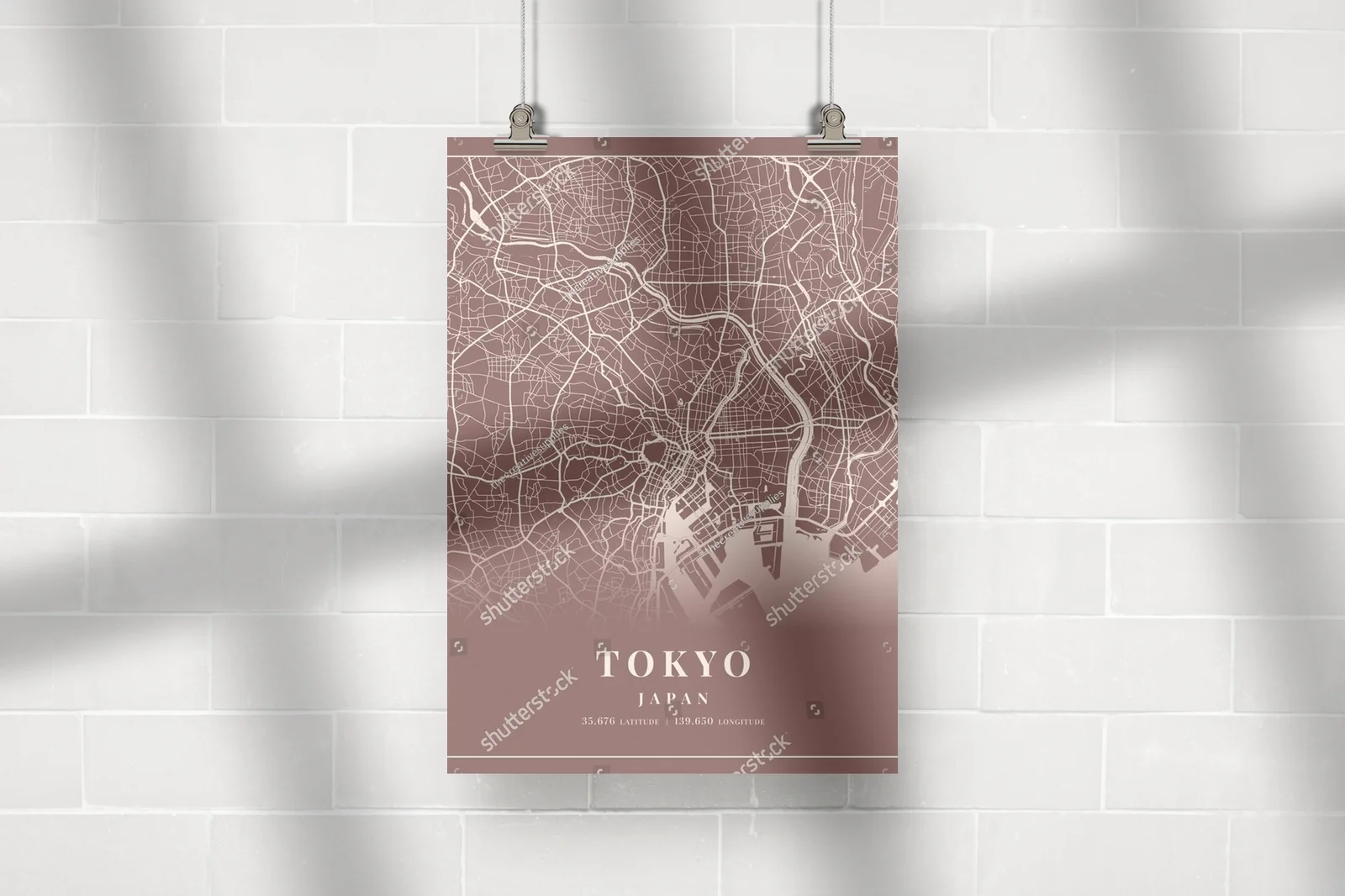Nostalgiczna mapa Tokyo w eleganckiej brązowej tonacji