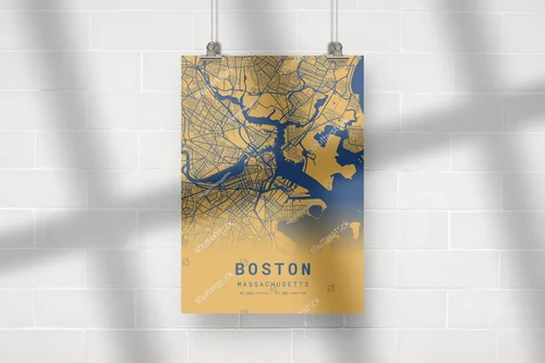 Nostalgiczna mapa Bostonu w pomarańczowych odcieniach