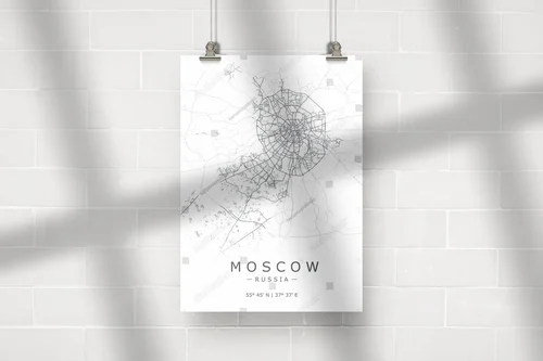 Zachwycająca Mapa Moskwy w Minimalistycznym Stylu