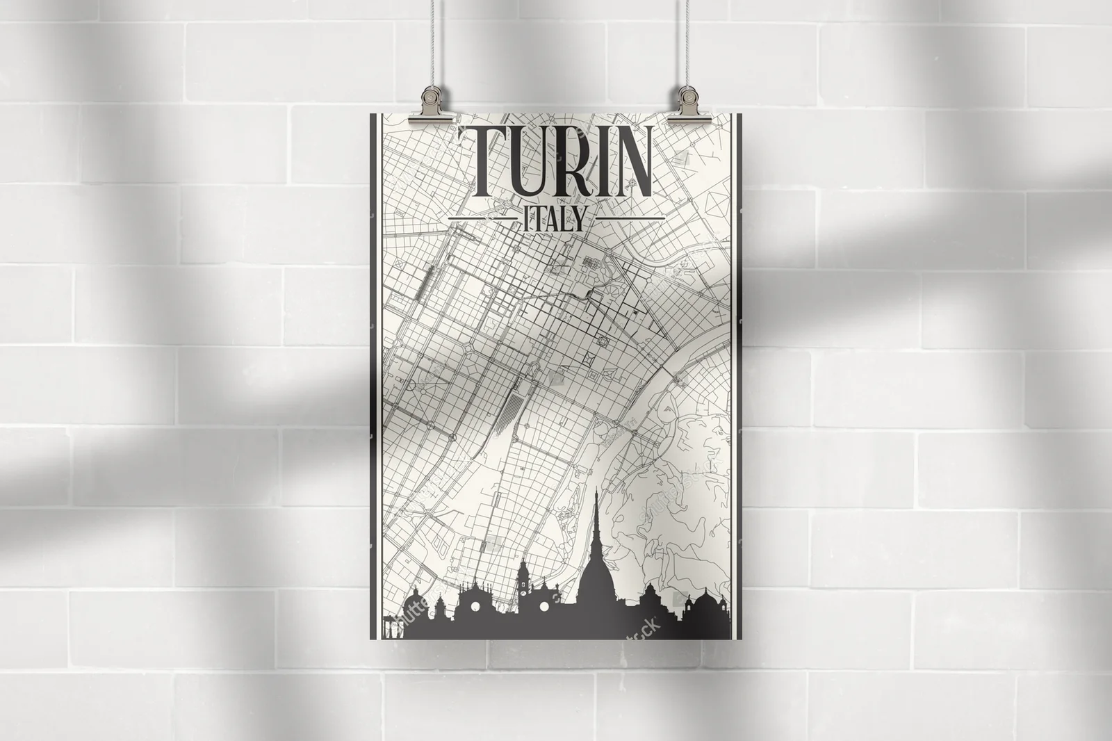 Klasyczna mapa ulic Turin w eleganckiej oprawie
