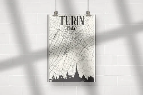 Klasyczna mapa ulic Turin w eleganckiej oprawie