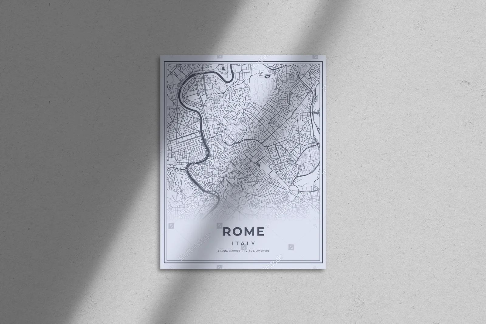 Nowoczesna mapa Rzymu w stonowanej szarości