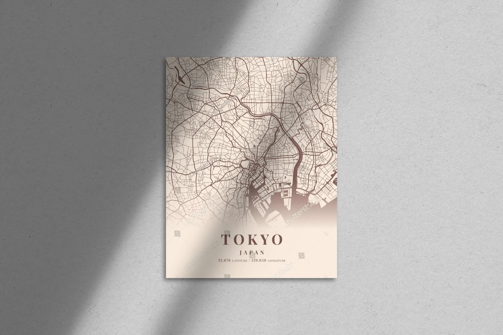 Mapy Tokio w delikatnych, ambiwalentnych odcieniach