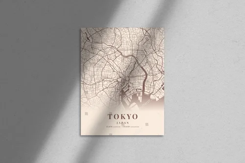 Mapy Tokio w delikatnych, ambiwalentnych odcieniach