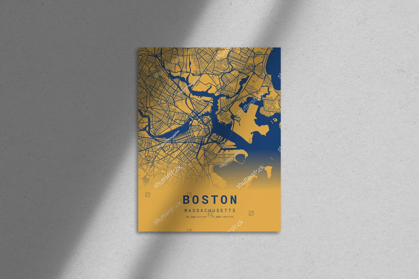 Nostalgiczna mapa Bostonu w pomarańczowych odcieniach