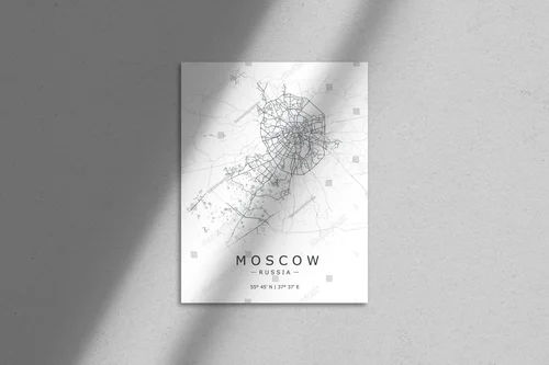 Zachwycająca Mapa Moskwy w Minimalistycznym Stylu