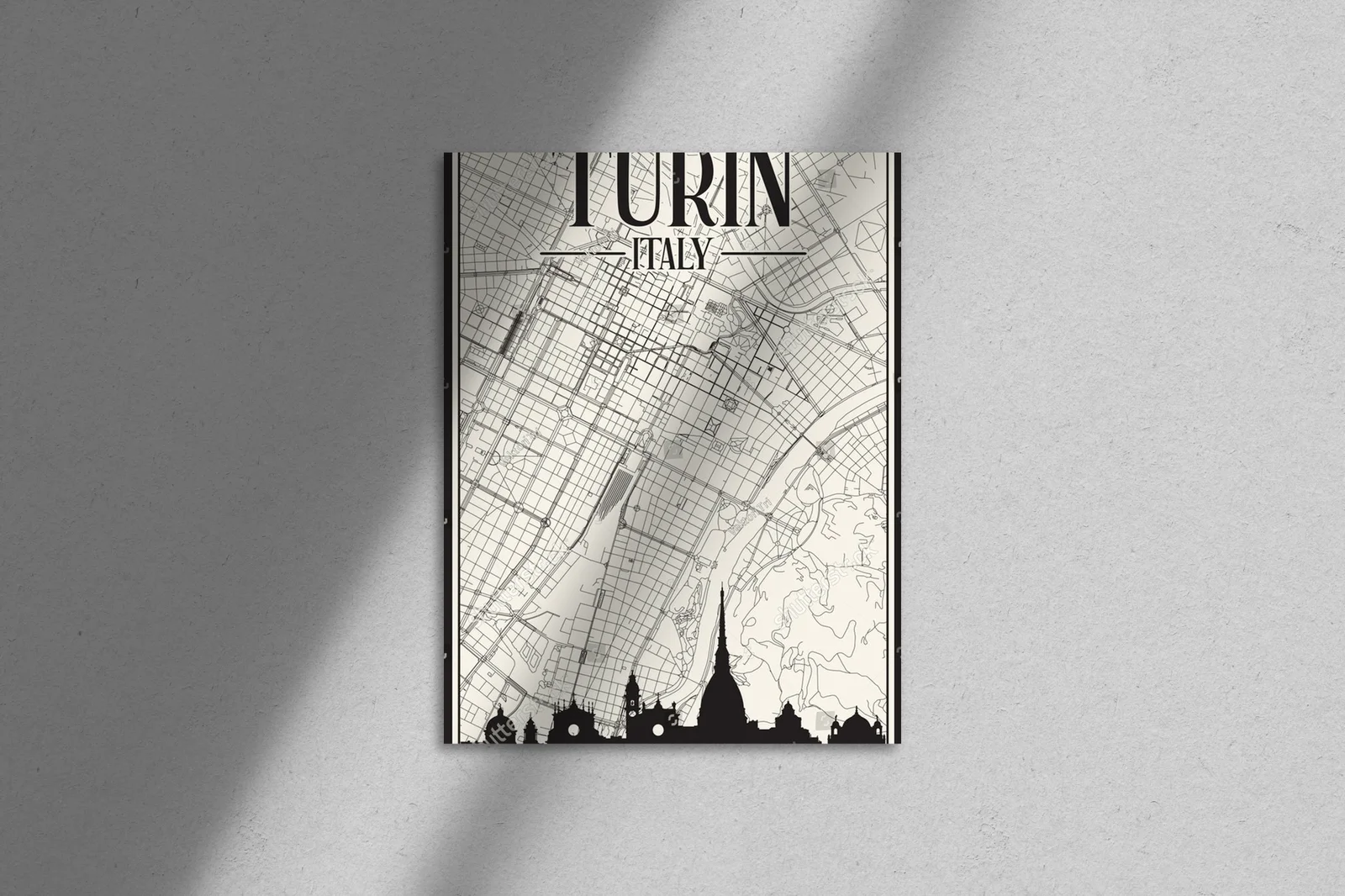 Klasyczna mapa ulic Turin w eleganckiej oprawie