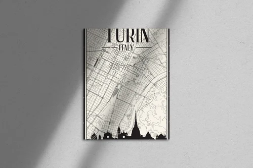 Klasyczna mapa ulic Turin w eleganckiej oprawie