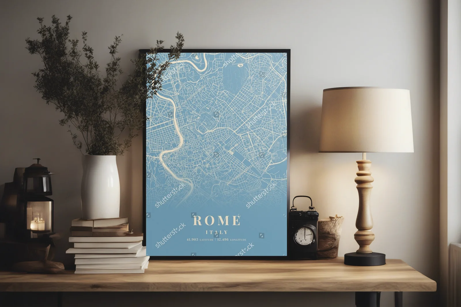 Nostalgiczna mapa Rzymu w pastelowych tonach