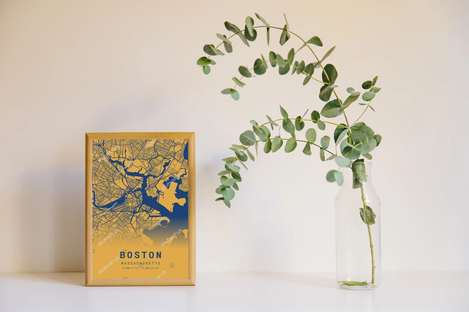 Nostalgiczna mapa Bostonu w pomarańczowych odcieniach