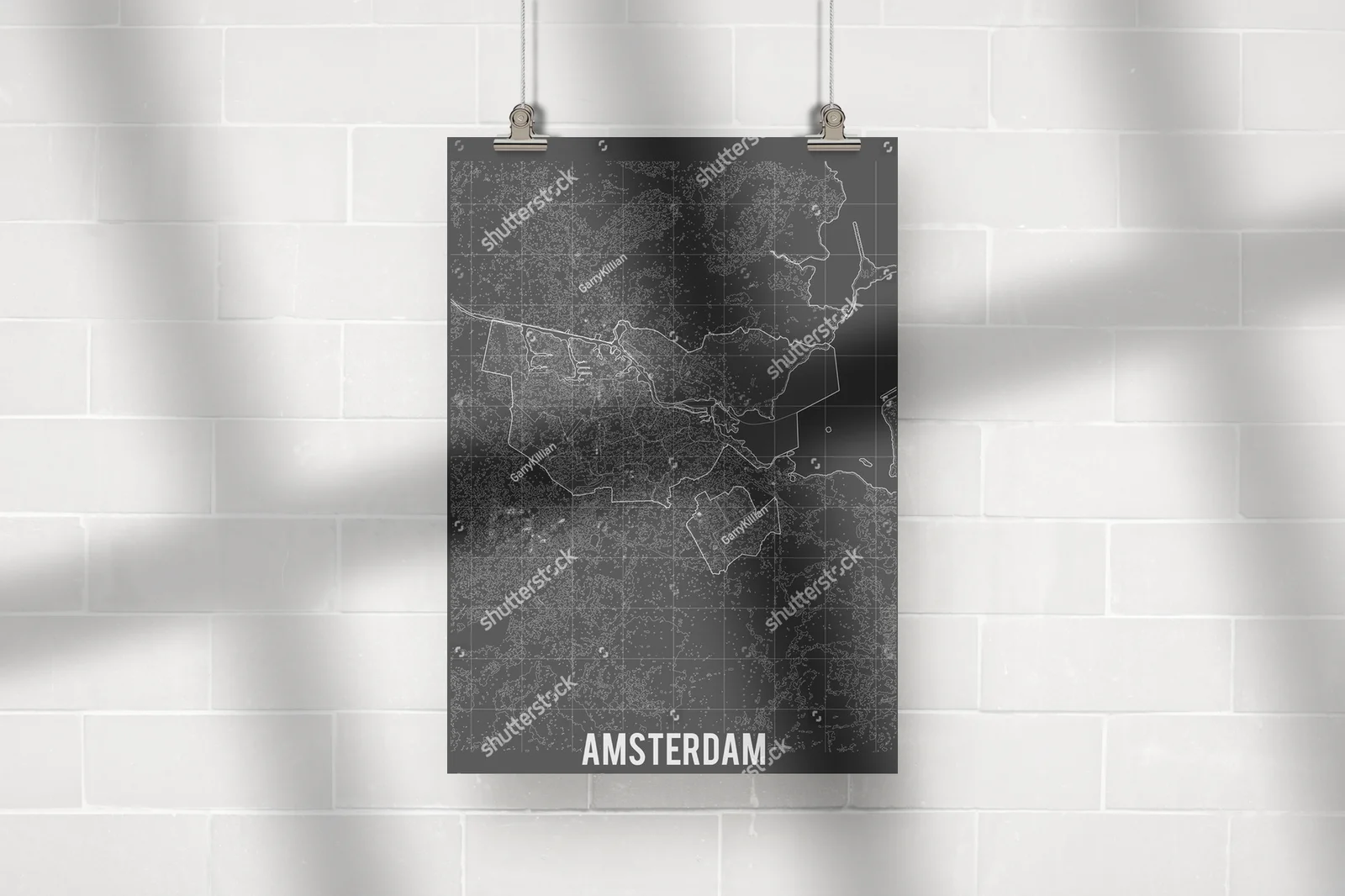 Elegancka mapa Amsterdamu w szarościach