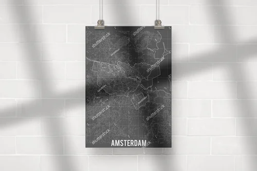 Elegancka mapa Amsterdamu w szarościach