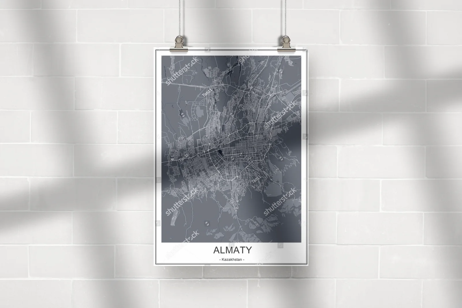 Urbanistyczna mapa Almaty w stonowanej palecie