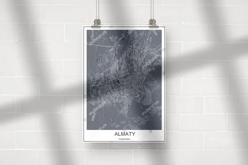 Urbanistyczna mapa Almaty w stonowanej palecie