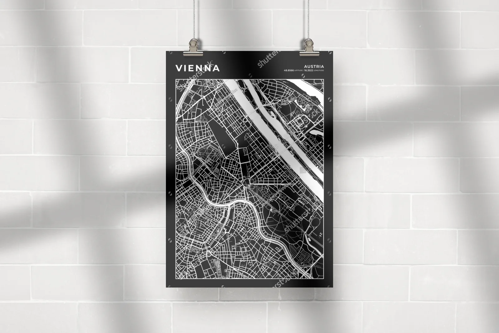 Elegancka mapa Wiednia w minimalistycznej formie