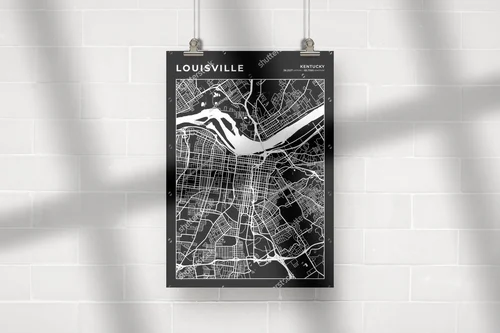 Elegancka mapa Louisville w czarnej tonacji