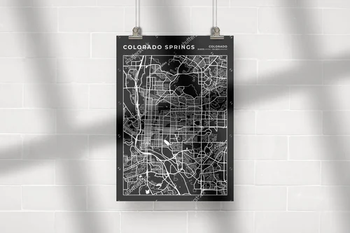 Elegancka mapa Colorado Springs w monochromatycznych tonach