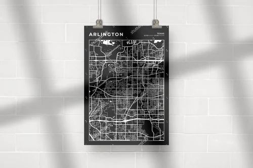 Monochromatyczna mapa Arlington w urbanistycznym stylu