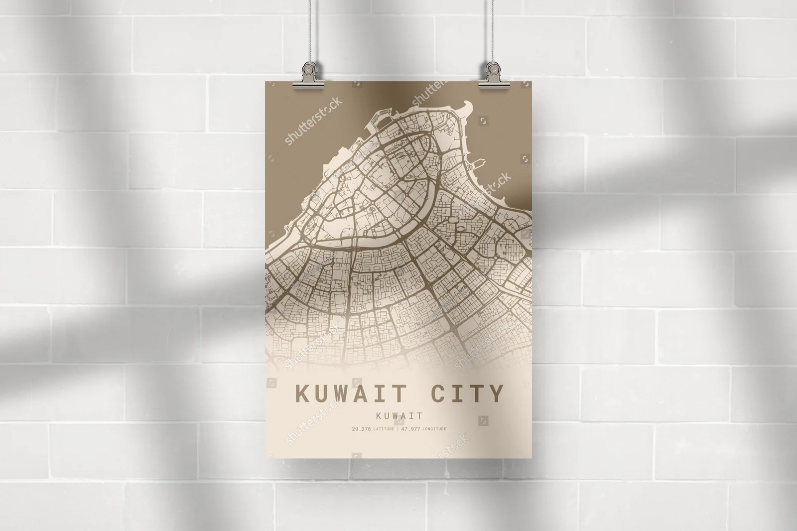 Urokliwe mapy Kuwejt City w stonowanych tonach