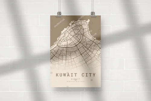 Urokliwe mapy Kuwejt City w stonowanych tonach