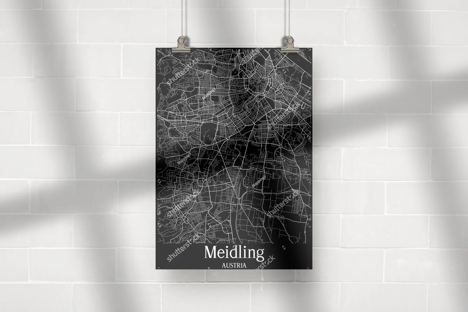 Elegancka mapa Meidlingu w monochromatycznych tonach