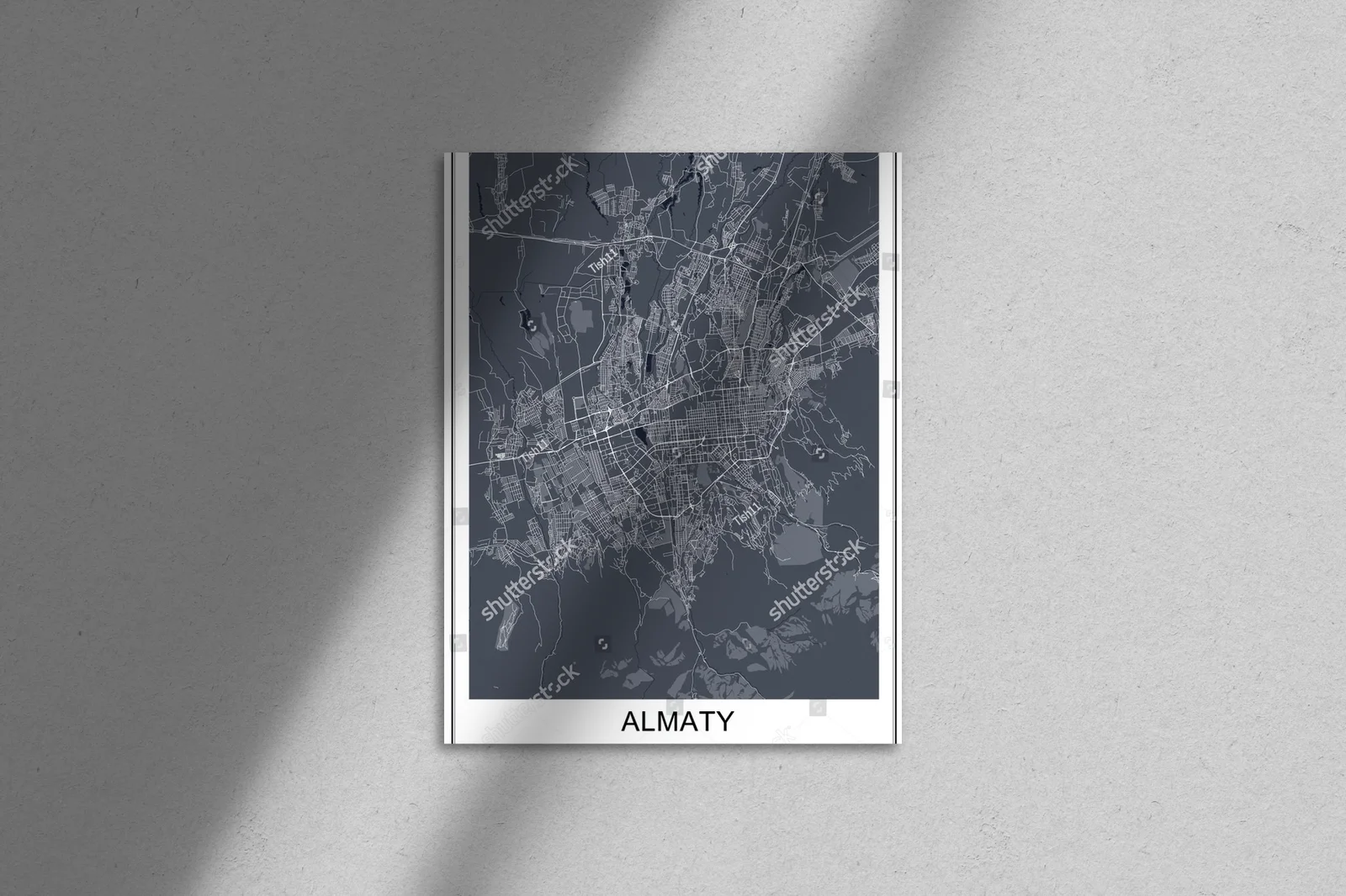 Urbanistyczna mapa Almaty w stonowanej palecie