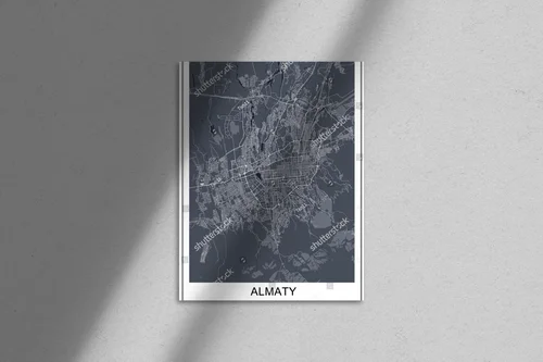 Urbanistyczna mapa Almaty w stonowanej palecie