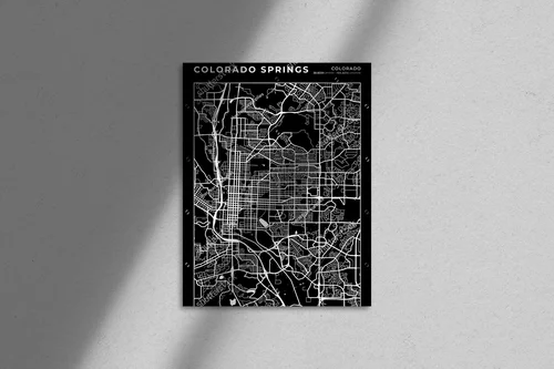 Elegancka mapa Colorado Springs w monochromatycznych tonach