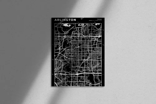 Monochromatyczna mapa Arlington w urbanistycznym stylu